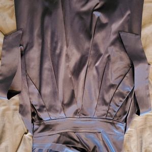 Navy Blue Satin Strapless Dress